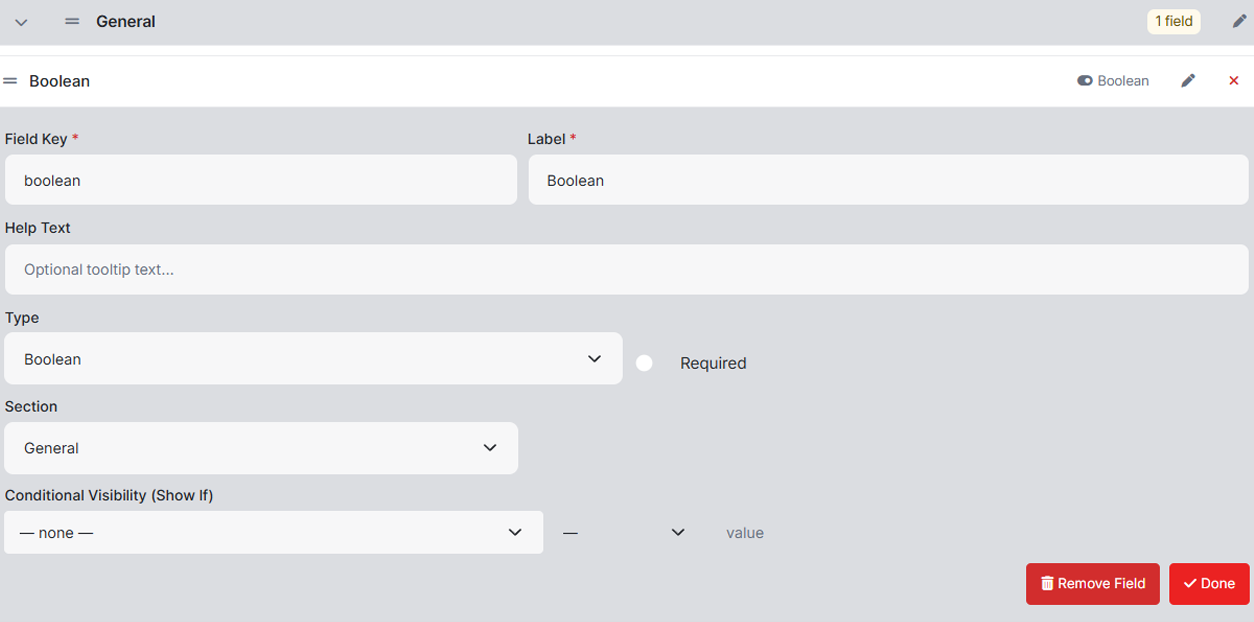 Field properties editor